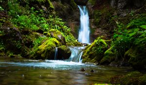 Preview wallpaper waterfall, stream, rock, water