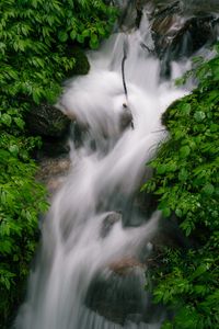 Preview wallpaper waterfall, stream, rocks, nature, green