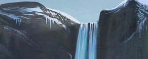 Preview wallpaper waterfall, stream, rocks, canvas, art