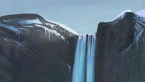 Preview wallpaper waterfall, stream, rocks, canvas, art