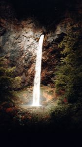 Preview wallpaper waterfall, stream, rocks, stone, dark