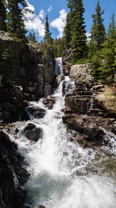 Preview wallpaper waterfall, stream, rocks, stones, water