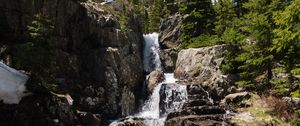 Preview wallpaper waterfall, stream, rocks, stones, water