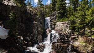 Preview wallpaper waterfall, stream, rocks, stones, water