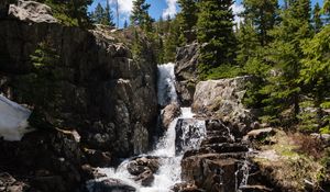 Preview wallpaper waterfall, stream, rocks, stones, water