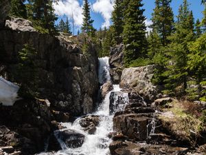 Preview wallpaper waterfall, stream, rocks, stones, water