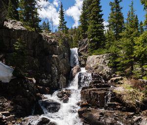 Preview wallpaper waterfall, stream, rocks, stones, water