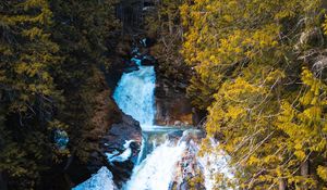 Preview wallpaper waterfall, stream, rocks, stones, trees