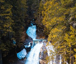 Preview wallpaper waterfall, stream, rocks, stones, trees