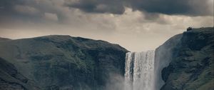 Preview wallpaper waterfall, stream, rocks, fog