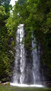 Preview wallpaper waterfall, stream, rocks, trees, branches