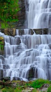 Preview wallpaper waterfall, stream, rocks, landscape