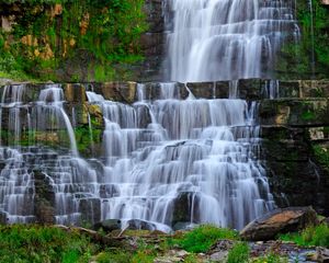 Preview wallpaper waterfall, stream, rocks, landscape