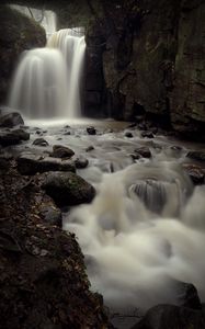 Preview wallpaper waterfall, stream, stones, blocks