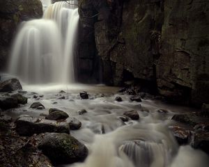 Preview wallpaper waterfall, stream, stones, blocks