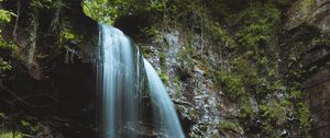 Preview wallpaper waterfall, stream, stones, moss, fern