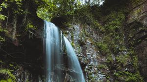 Preview wallpaper waterfall, stream, stones, moss, fern