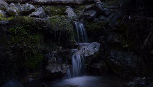 Preview wallpaper waterfall, stream, stones, moss, water