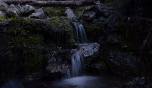 Preview wallpaper waterfall, stream, stones, moss, water