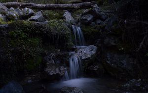 Preview wallpaper waterfall, stream, stones, moss, water