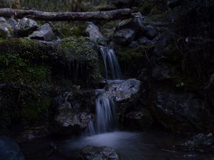 Preview wallpaper waterfall, stream, stones, moss, water