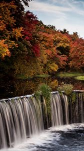 Preview wallpaper waterfall, stream, trees, landscape, autumn