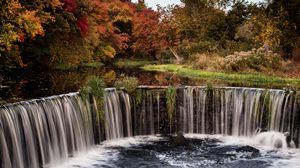 Preview wallpaper waterfall, stream, trees, landscape, autumn