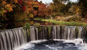 Preview wallpaper waterfall, stream, trees, landscape, autumn