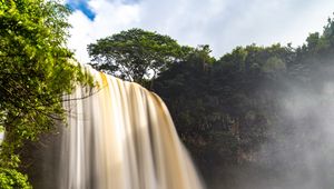 Preview wallpaper waterfall, stream, trees, branches, water, stones