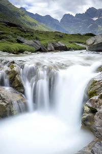 Preview wallpaper waterfall, stream, water, stones, rocks