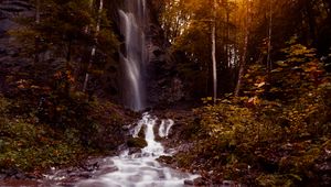 Preview wallpaper waterfall, stream, water, stones, trees