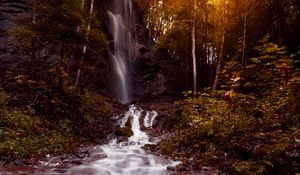 Preview wallpaper waterfall, stream, water, stones, trees