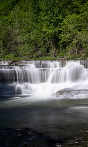 Preview wallpaper waterfall, stream, water, trees, forest