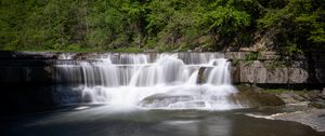 Preview wallpaper waterfall, stream, water, trees, forest