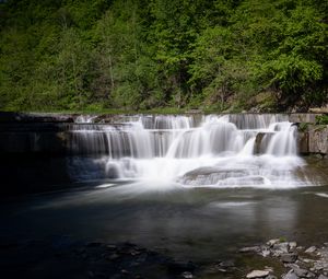 Preview wallpaper waterfall, stream, water, trees, forest