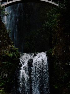 Preview wallpaper waterfall, trees, dark