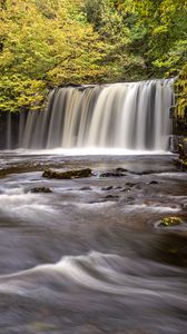 Preview wallpaper waterfall, trees, river, stream