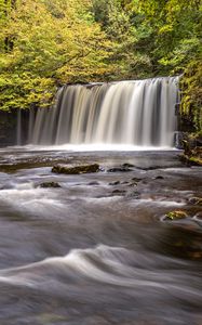 Preview wallpaper waterfall, trees, river, stream