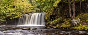 Preview wallpaper waterfall, trees, river, stream