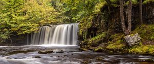 Preview wallpaper waterfall, trees, river, stream