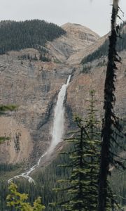 Preview wallpaper waterfall, trees, rocks, mountain, stream