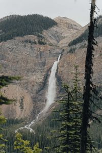 Preview wallpaper waterfall, trees, rocks, mountain, stream