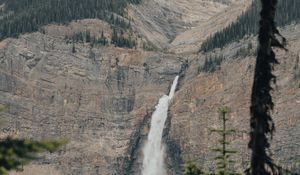 Preview wallpaper waterfall, trees, rocks, mountain, stream