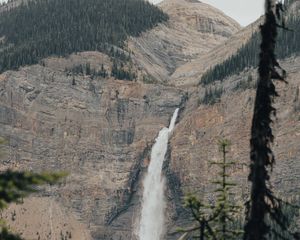 Preview wallpaper waterfall, trees, rocks, mountain, stream