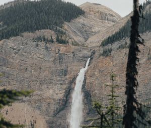 Preview wallpaper waterfall, trees, rocks, mountain, stream