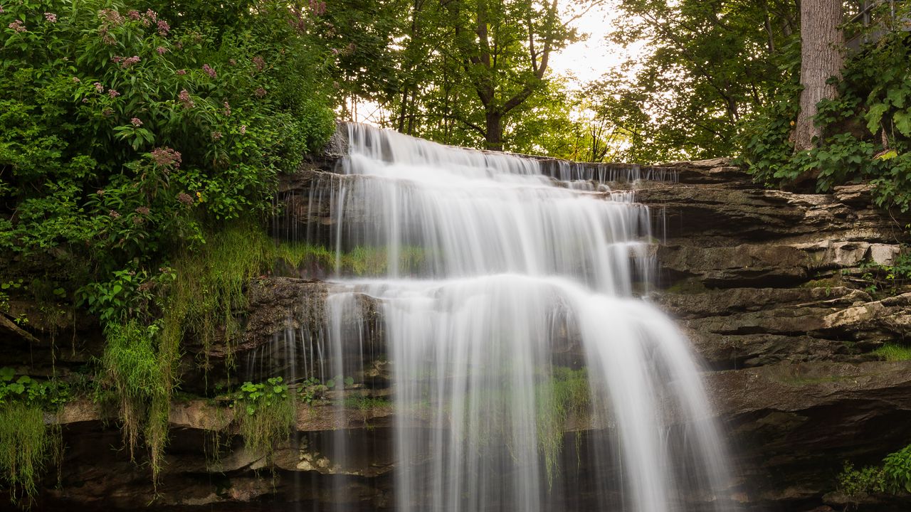 Wallpaper waterfall, water, cascade, rocks, nature, landscape