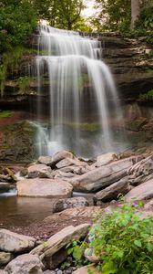 Preview wallpaper waterfall, water, cascade, rocks, nature, landscape