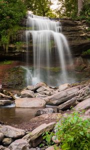 Preview wallpaper waterfall, water, cascade, rocks, nature, landscape