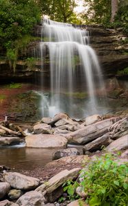 Preview wallpaper waterfall, water, cascade, rocks, nature, landscape