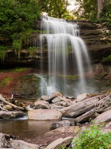Preview wallpaper waterfall, water, cascade, rocks, nature, landscape